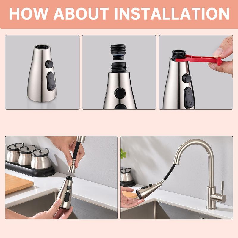 Universal Replacement Pull Out Spray Head for Kitchen Mixer Tap Ergonomic Nozzle for Modern Apartment Kitchen Use