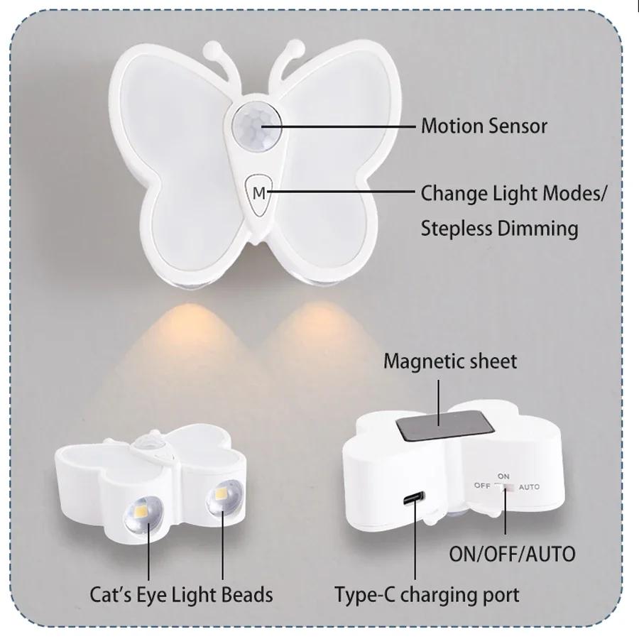 LED Night Light Motion Sensor Light Wireless Cabinet Light Rechargeable Night Lamp For Kitchen Wardrobe Lamp Staircase Led Light