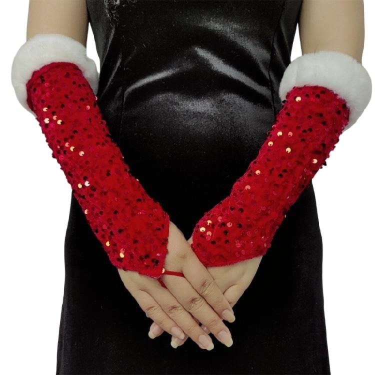 

Sparkling Sequins Gloves for Women Masquerade Halloween Christmas Fingerless Dance Gloves for Women Dancing Party 1 червоний