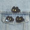 Minimalist Black Cat Enamel Pins Cute Kitten Fish Star Angry Face Brooches Funny Kawaii Lapel Badges Chubby Animals Jewelry Gift