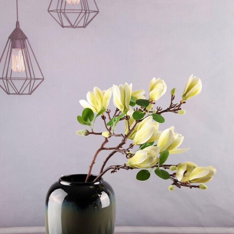 1ks Umělé květiny Hedvábná Magnolia Kytice DIY Foto Rekvizity Svatba Nevěsta Kytice Stůl Večírek Domov Venkovní Zahrada Dekorace