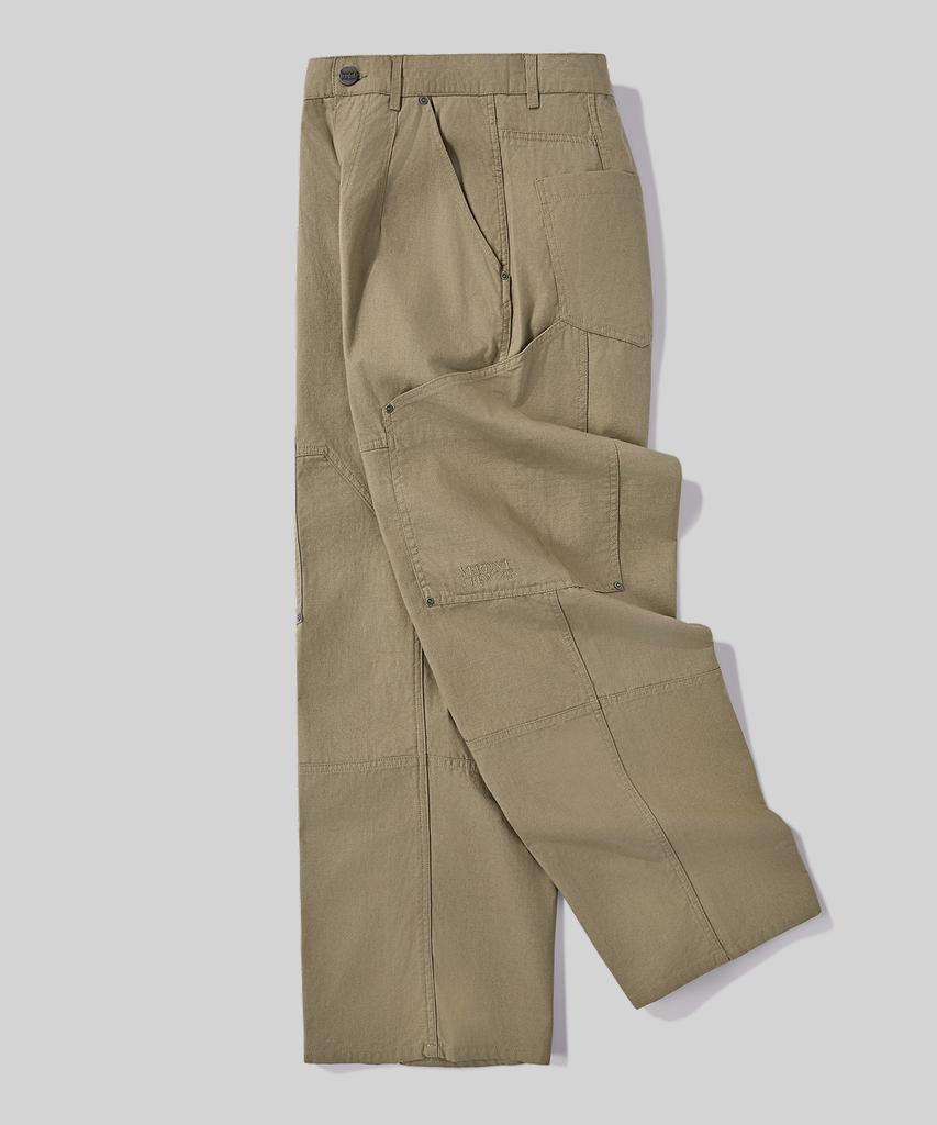 Beodeonteu Utility Side Big Pocket Wide Pants [Beige]