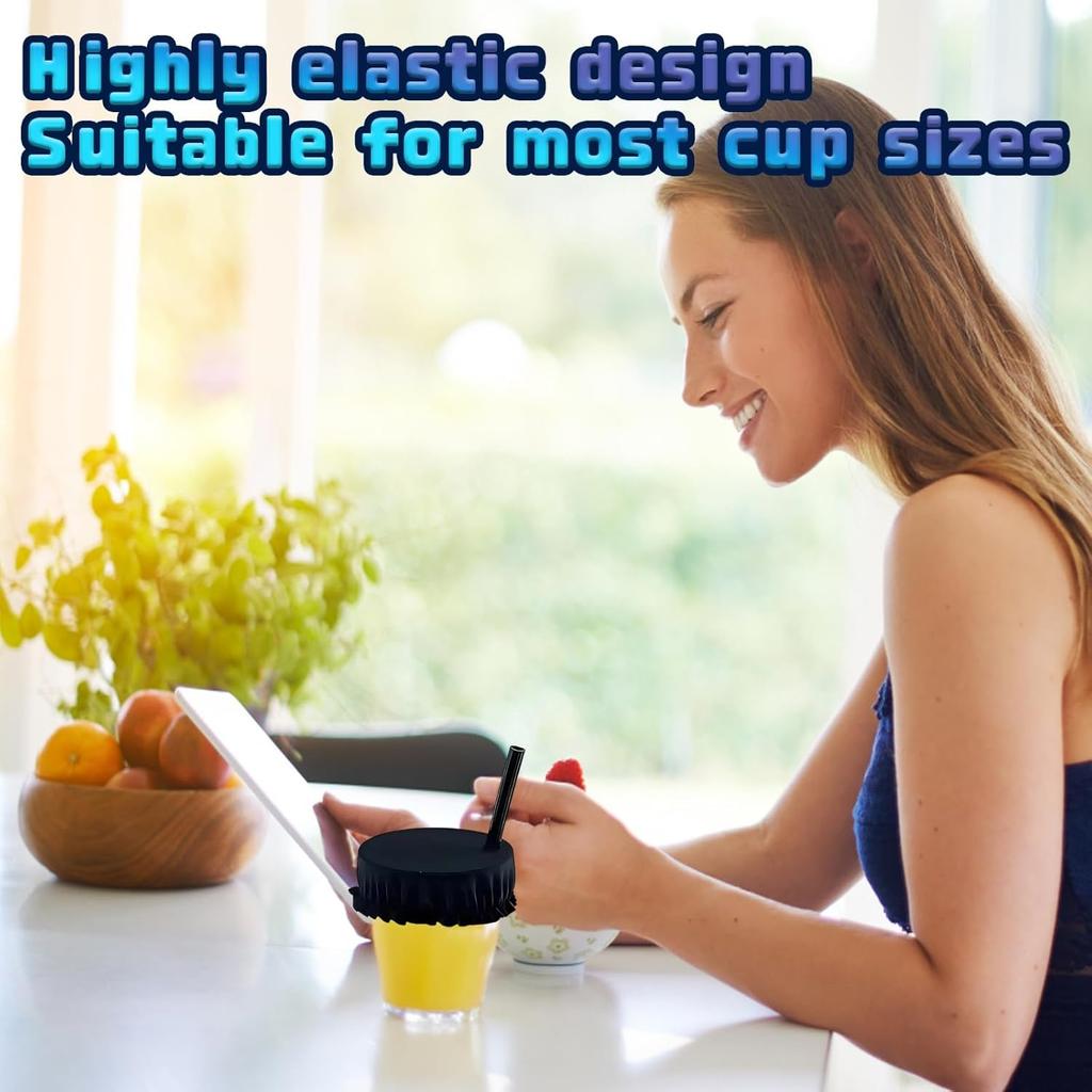 8x Anti Spike Drink Cover Scrunchies W/ Straw Hole Cup Cover Protector Reusable