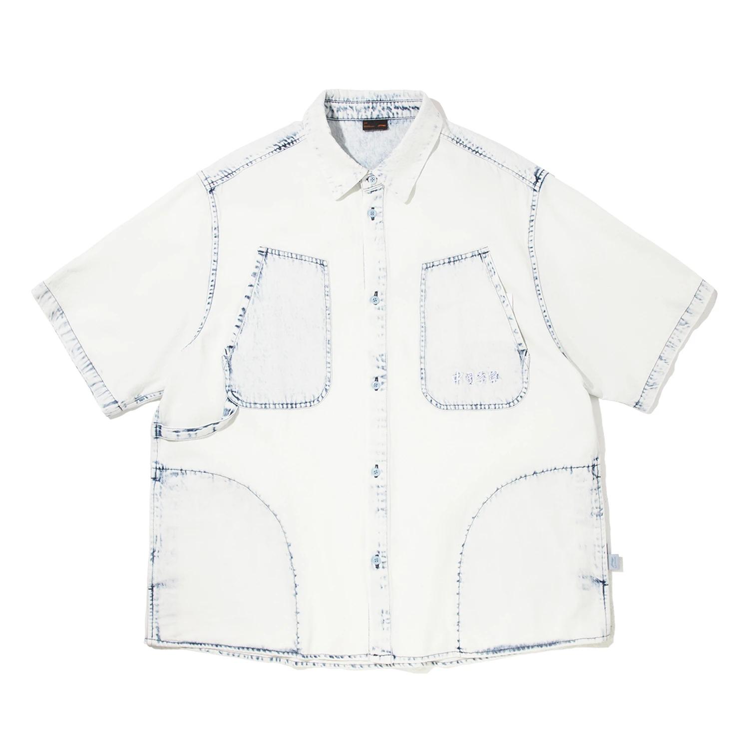 

Li Ning Удобная Простая Свободная Рубашка-поло Мужские Топы Светло-голубой Деним ASHV107-1 L