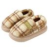 Retro Plaid Cotton Shoes Women's Autumn and Winter Home Plush Warm Outer Wear Non-slip Korean Version Bag Heel Cotton Slippers Men