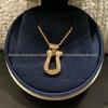 V Gold Rose Gold Full Diamond Horseshoe Bracelet and 8-Shaped Necklace Set