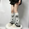 Punk Women Leg Warmers Japanese Aesthetic Star Pattern Flared Knitted Foot Cover Ruffle Trim Long Stockings Streetwear