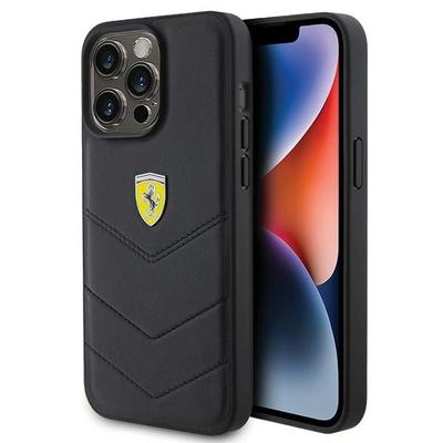 Ferrari Fehcp15Xrduk Iphone 15 Pro Max 6.7 Czarny/Black Hardcase Pikowany Metalowe Logo