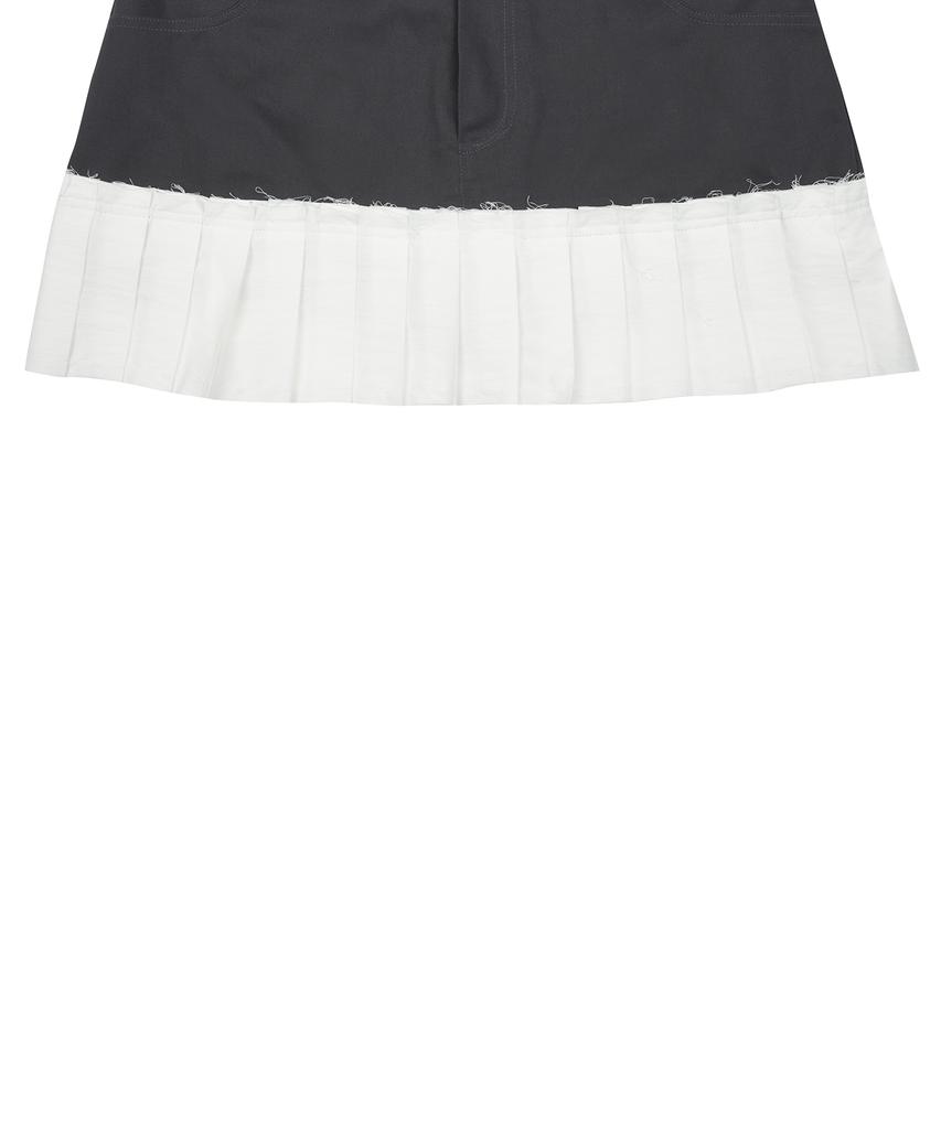 Love Is True Curved L Pleats Skirt(Charcoal)
