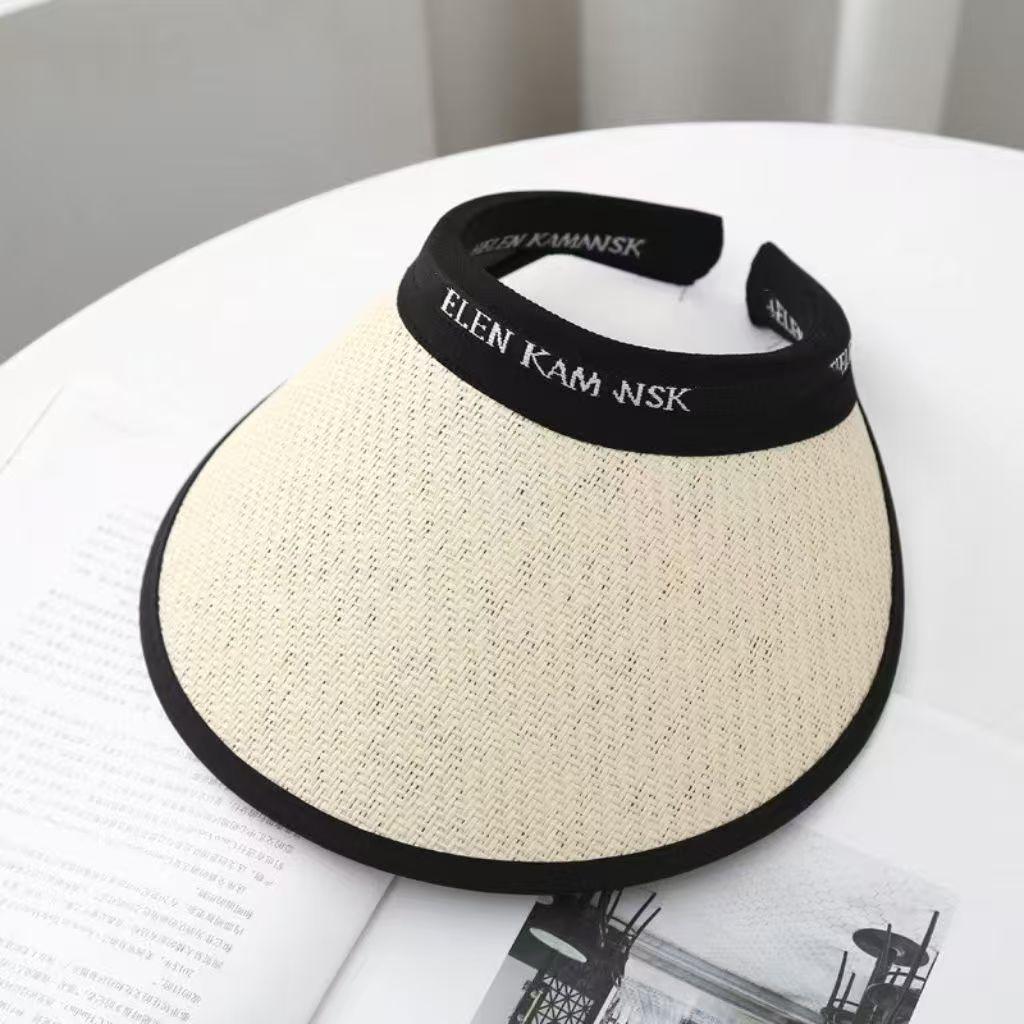 Women's Ethnic Wide Brim Straw Hat - Sun Protection Beach Hat for a Slimmer Look