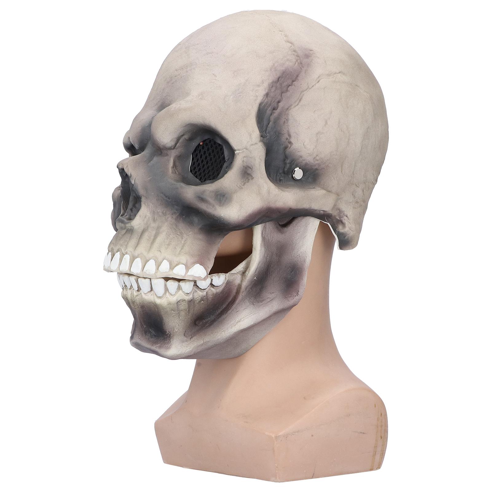 

Halloween Scary Skull Mask Adult Full Head Latex Skull Helmet Glowing Eyes with Moving Chin темно-сірий