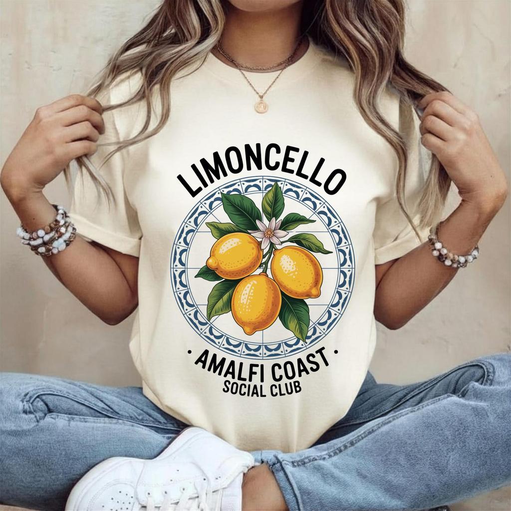Maglietta Limoncello Social Club, Maglietta Costiera Amalfitana Italia, Maglietta Estate Italiana La Dolce Vita, Maglietta Grafica Retro Limone, Regalo Vacanza Positano,