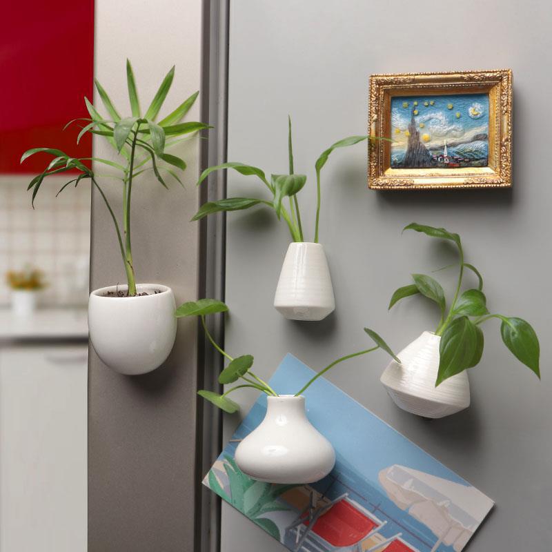 Creative 3D Ceramic Vase Refrigerator Magnet Decoration