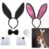 Black Bunny Ears Headband for Easter Rabbit Cosplay Halloween Costume Playboy Bunny Prop Headband Set for Parties
