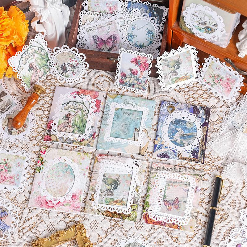 20 Pcs Vintage Garden Ledger Material Background Paper Ins Wind Creative Decorative Sticker Pack Junk Journal Supplies