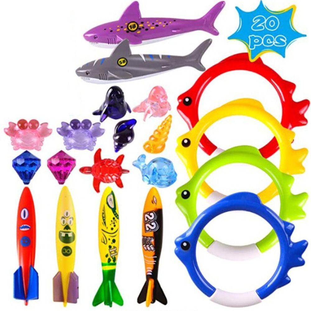 

20 ШТ. Пластиковые игрушки для подводного плавания, разноцветные игрушки для дайвинга, подарок, игрушка для бассейна, лето