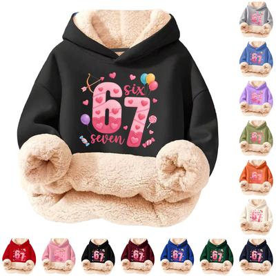 Kinder Modischer Druck Lässiger Fleece Kapuzenpullover Locker geschnitten ohne Taschen