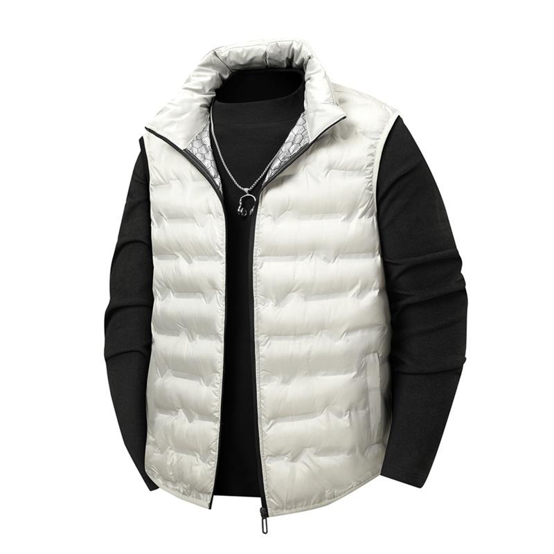 Autumn and Winter Graphene Coat Men's Coat with Added Fat and Plus Size Warm Shoulder Coat Stand Collar Solid Color Jacket