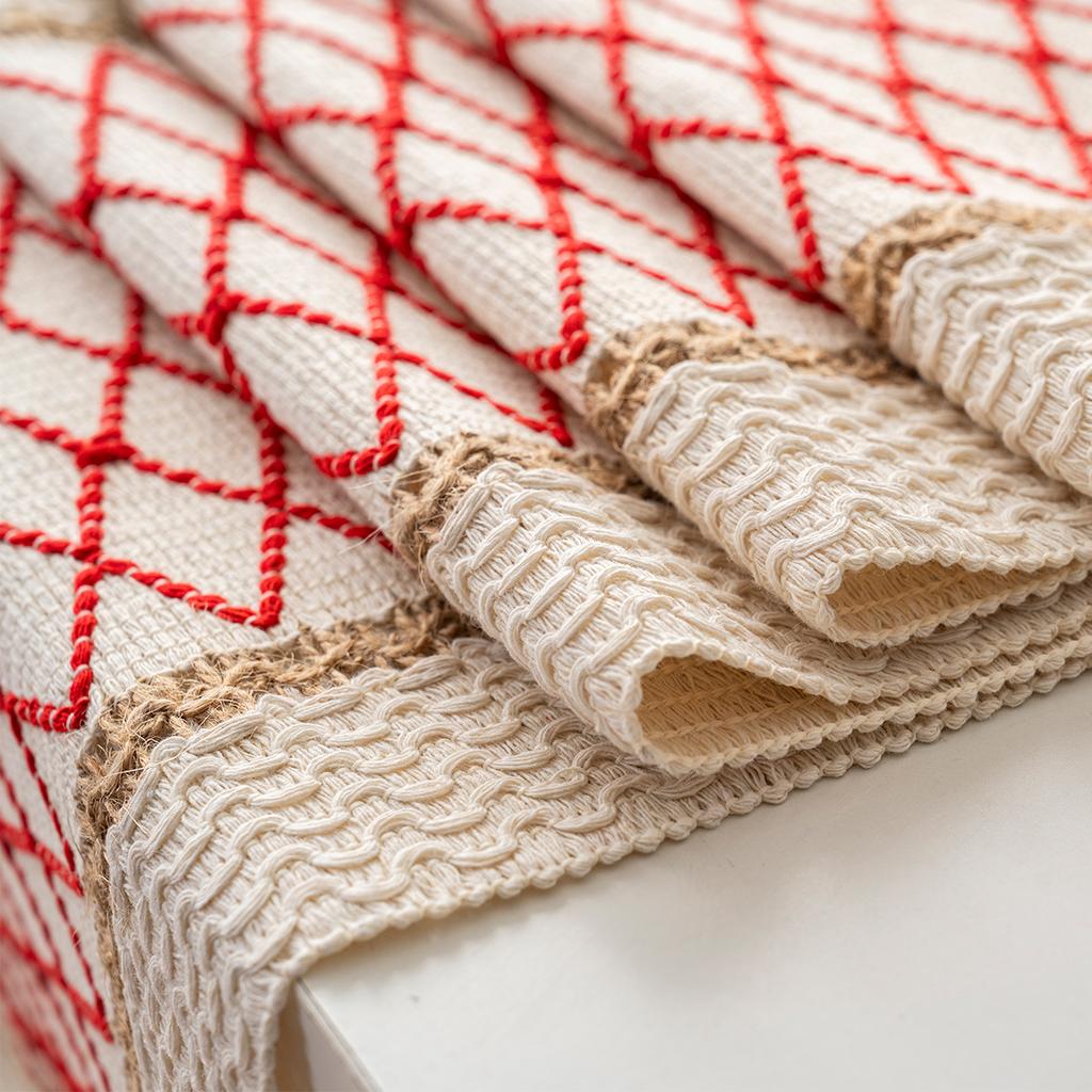 Böhmisch Rustikal Hochzeit Brautparty Abendessen Baumwolle Leinen Tischläufer