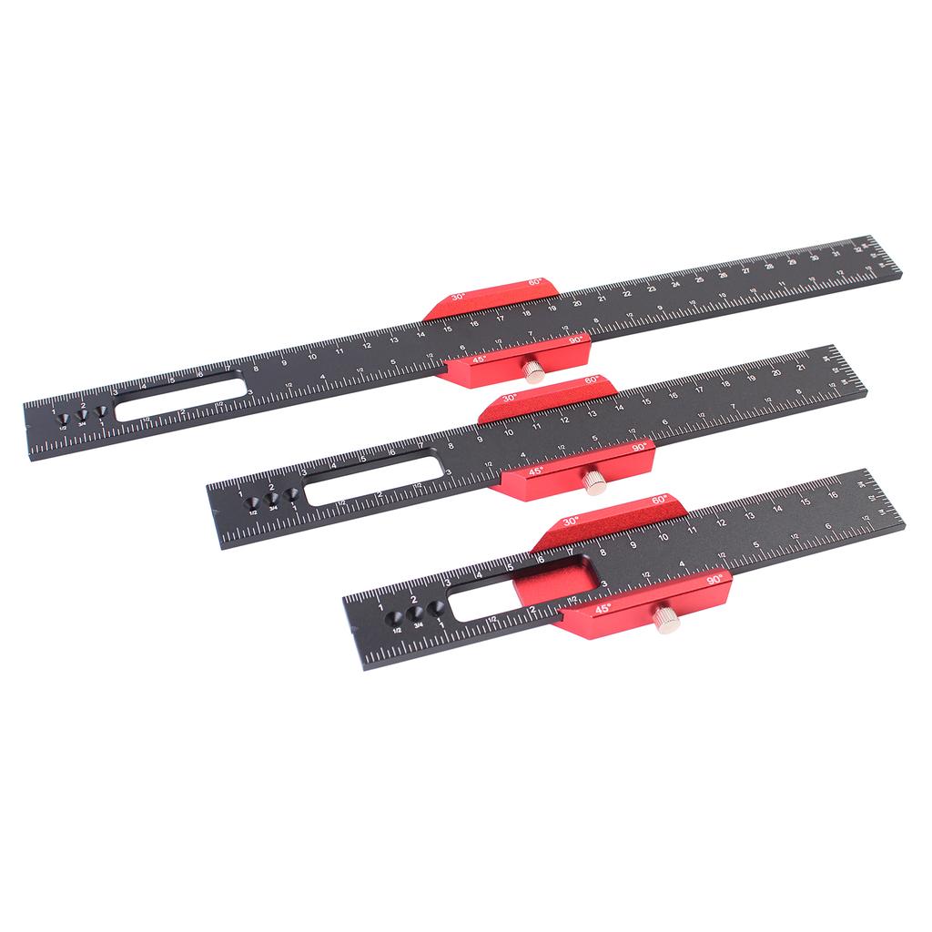 3Pcs Woodworking Ruler, Precision Pocket Rulers, Adjustable Scribing Ruler Metric/Inch Metal Slide Stop Marking Square Ruler