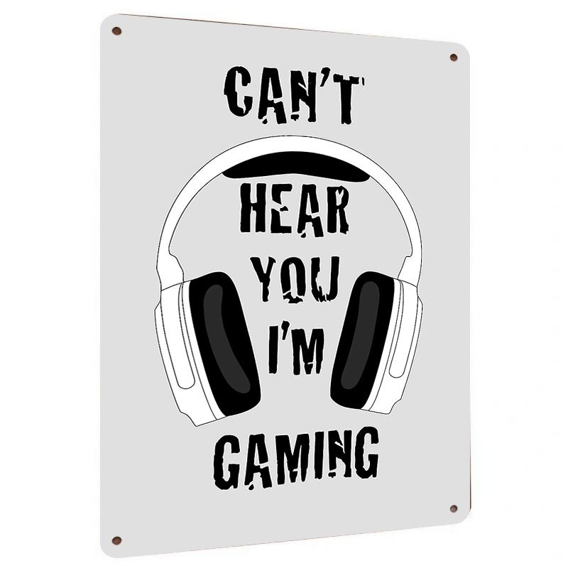 

Gaming Theme Headphone Pattern Metal Iron Painting Home Wall Decorative Hanging Ornament Gift 20x30cm（7.8x11.8inch）