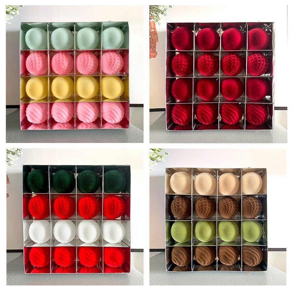 Creative 6cm Christmas Ball Set Xmas Baubles Flocking Xmas Tree Hanging Christmas Decorations Gift Ball Xmas Ornament Ball