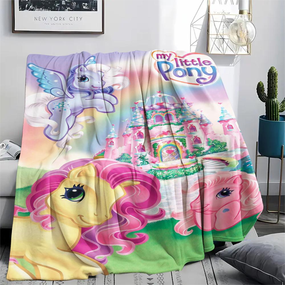1Pc My Little Pony Print Flannel Blanket, High quality Comfortable for All Seasons, Home Decor, Warmth and Comfort, Perfect for Gifts