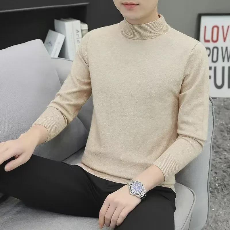 Men's Slim Fit Black Knit Half Turtleneck Sweater