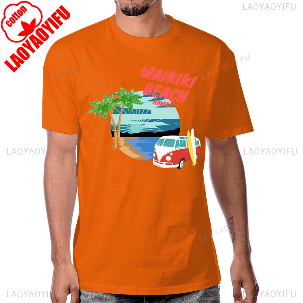 Summer Style OAHU HAWAII Beach Tshirt Casual Cotton Short Sleeve Streetwear Man Tshirt Harajuku Hip Hop Breathe Comfort Tees