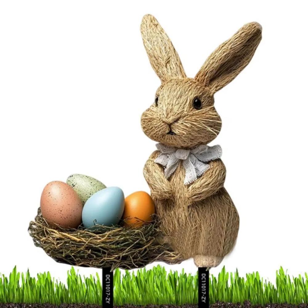 

Cute Garden Rabbit Stakes Carton Easter Egg Figurines Ins Easter Bunny Ornaments Home Decor 1 Set