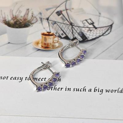 Violet Earring 925 Silver Fashion 2MM Tanzanite Earrings For Women