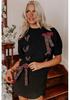Autumn 2025 Women's Fashion Pullover: Short-Sleeved Bow Tie Knit Top