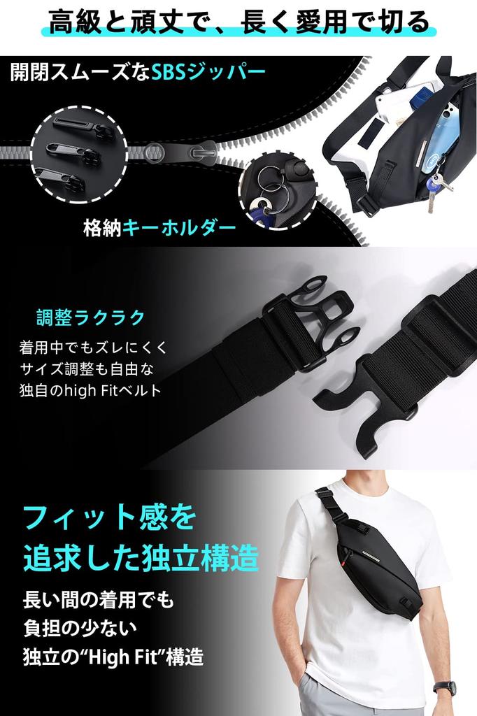 FENRUIEN Shoulder Crossbody Small Waist Hip SBS Zipper Perfect for and Sports Men's Bag, Bag, Pouch, Bag, Waterproof, Lightweight, Multi-functional,