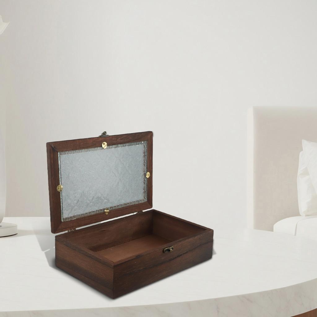 Begonia Flower Desktop Storage Solid Wood Glass High Quality