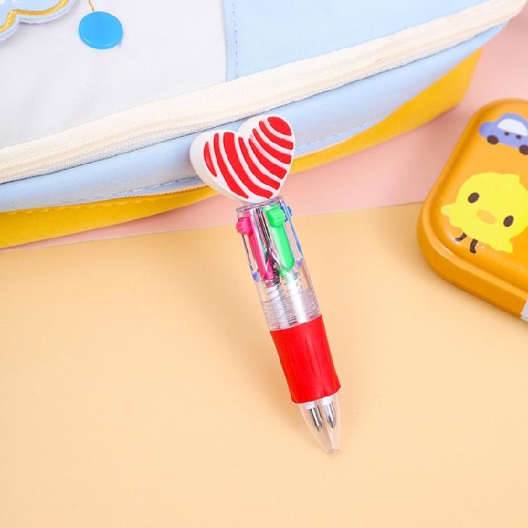 12Pcs Heart Shape Multicolored Pen 4-Color-in-1 Ballpoint Pen for Daily Note Taking Drawing and Classroom Exchange Gift