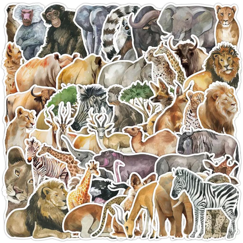 10/50/100pcs Mixed Adorable Humorous Zoo Wild Animals Stickers Aesthetic Designed For Children Toy DIY Skateboard Laptop Phone Car Decals Sticker