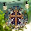Large 2D Metal Wind Spinner with Pigeon Cross Design Infinity Rotation Outdoor Decor for Garden Yard Kinetic Energy Wind Chime
