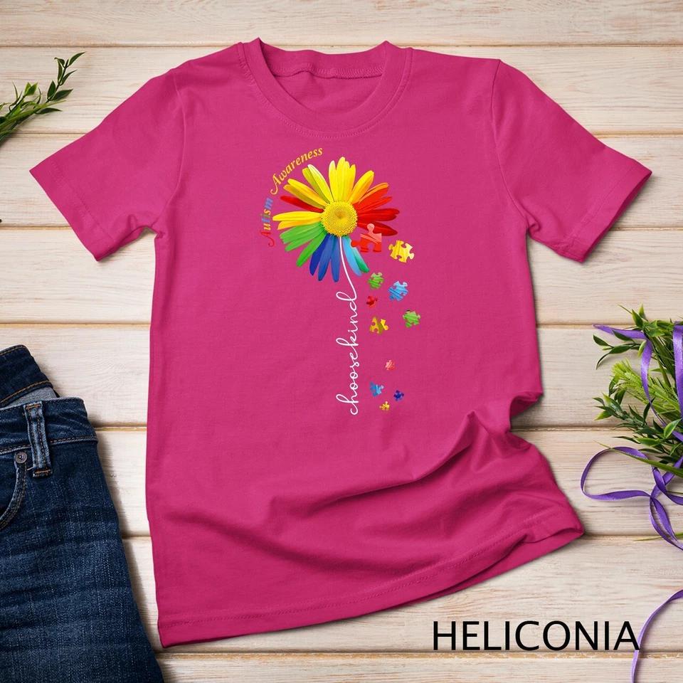 Choose Kind Autism awareness Sunflower Mom Women Cute Gifts Unisex T-shirt 3 S