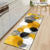1Pcs Yellow-Gray Black Overlapping Circle Long Non-Slip Washable Area Rug Runner for Entryway, Living Room, Bedroom & Patio