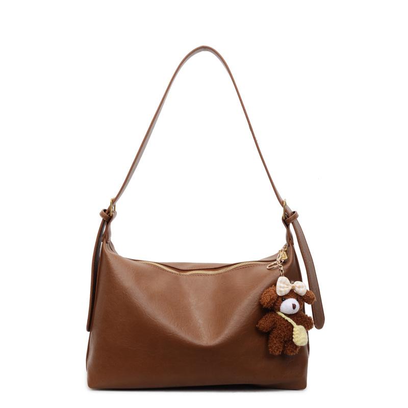 

Retro tote bag women s 2025 autumn/winter new commuter shoulder bag versatile fashionable Korean version simple crossbody bag no pendant коричневый