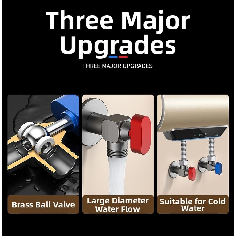 2 Angle Valve 4.1*4.3*8.7cm Large Flow Kitchens Bathrooms Large Flow Brass Ball Valve Full Open Hot Water Heater Control Valves