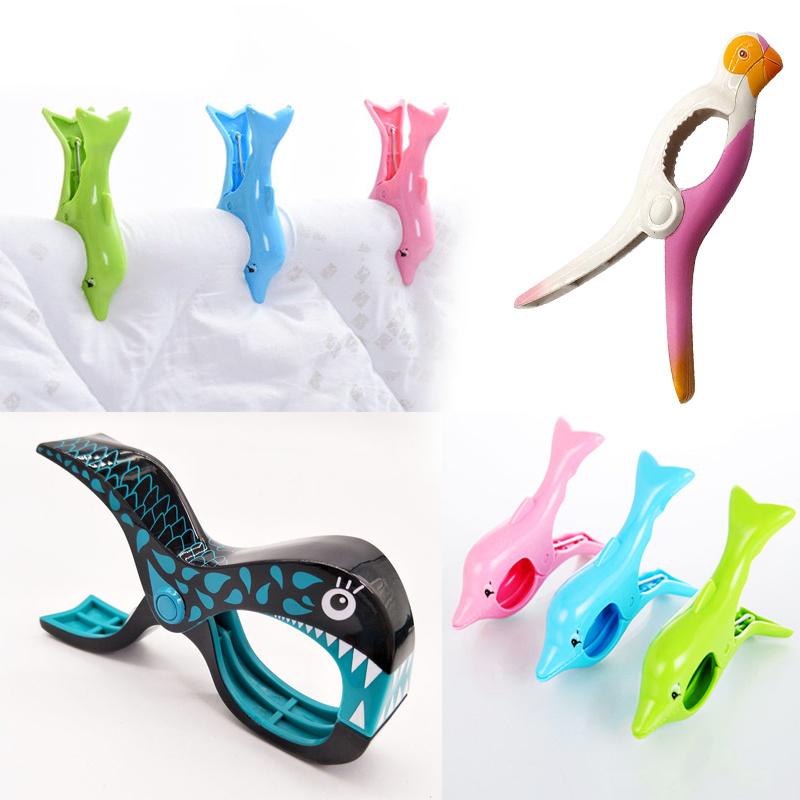 Plastic Sun Lounger Beach Towel Wind Clips Sunbed Pegs Fun Random Parrot Clips