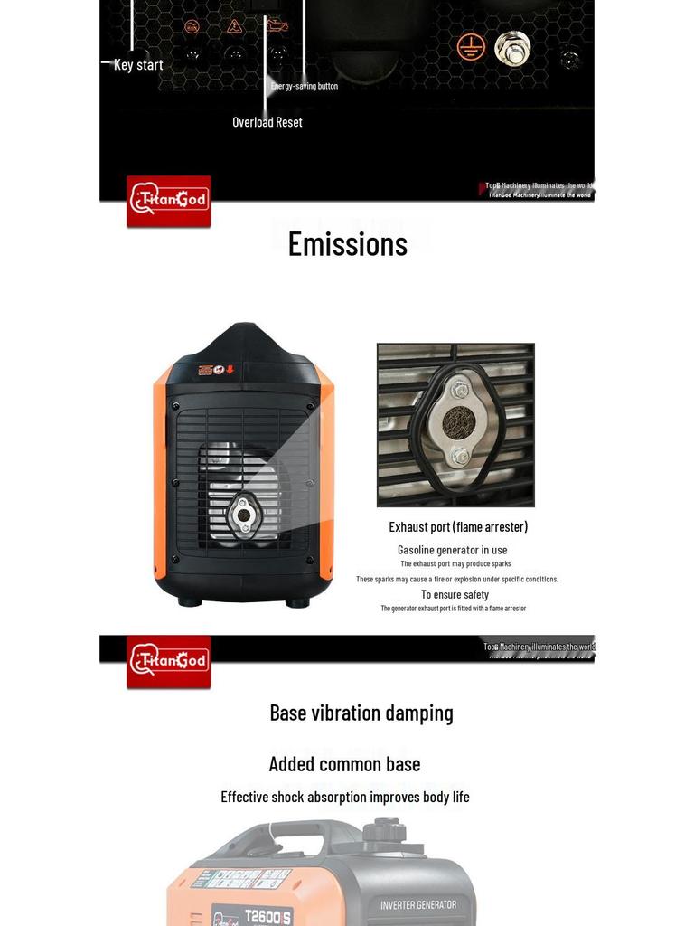 TitanGod Silent Inverter Generator - 220V/110V, One-Key Start, Ideal for Home & Travel