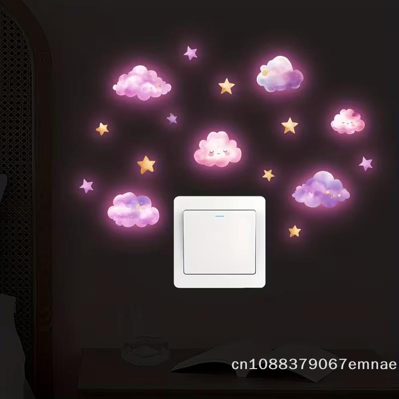 Glow-In-The-Dark Self-Adhesive Switch Sticker Removable Wall Decal for Bedroom Living Room Home Decor Night Light Switch Marker