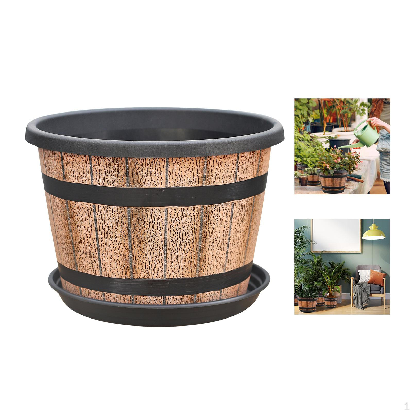 

Бочка-кашпо с дренажными отверстиями и поддоном для домашнего сада 17.63 cmx17 cm