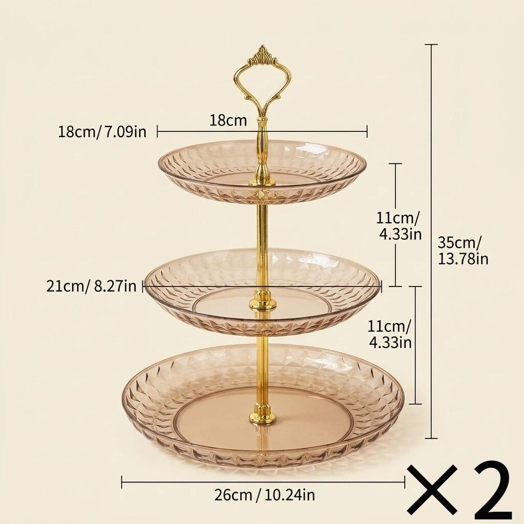 Tiered Plastic Serving Tray Cake Stand 2/3 Tier Reusable Dessert Plate Fruit Food Dishes Tableware Catering Buffet Sweet Table