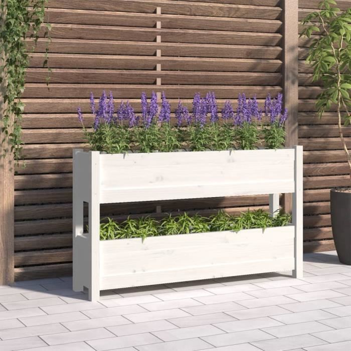 VidaXL Jardinière Blanc 112x25x66 cm Bois massif de pin 823928