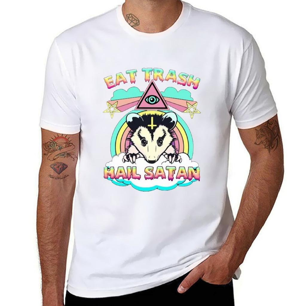 Eat Trash Hail Satan Raccoon TShirt Dry Fit Running Short Sleeve Top