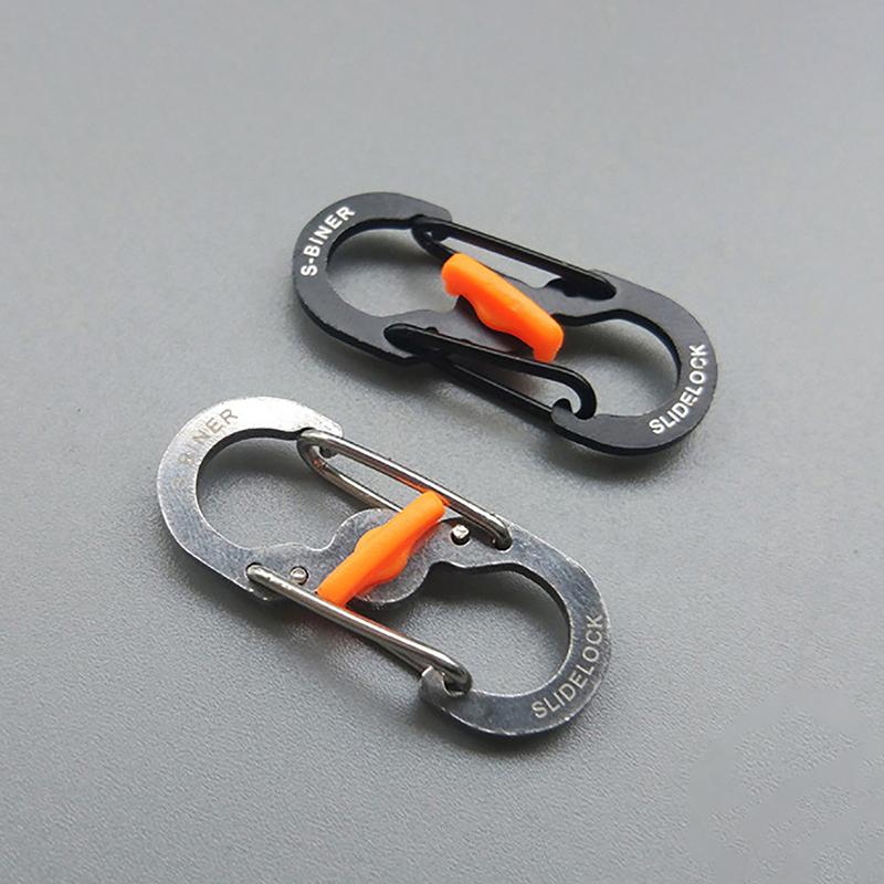 5Pcs Outdoor Camping Carabiner 8 Shaped S Buckle With Lock  Buckle Key-Lock Tool