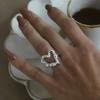  Rust Proof Stainless Steel Hammer Heart Ring 18 K Plated Statement Trendy Jewelry Bagues Pour Femme Gift